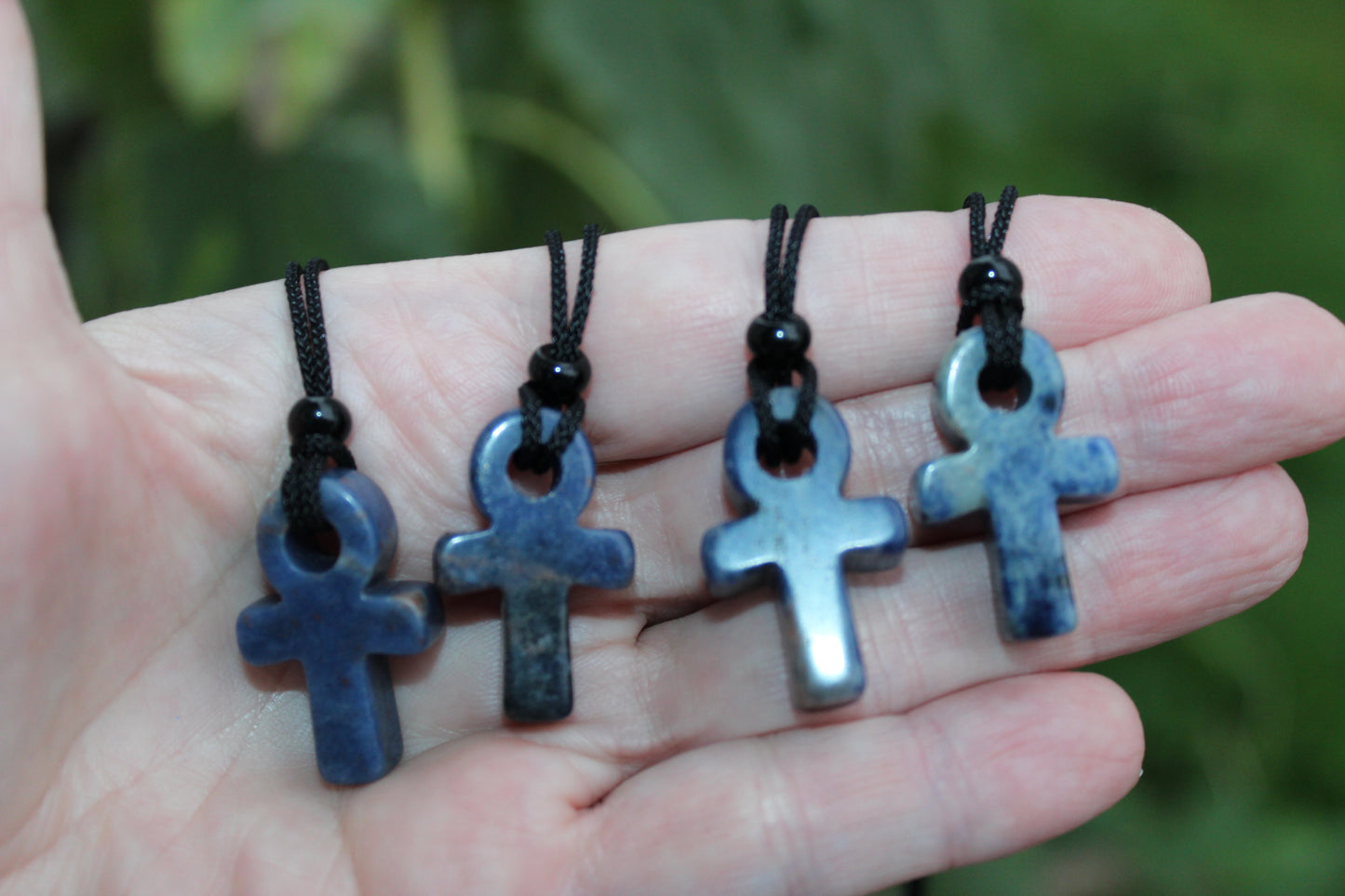 Sodalite Crystal Ankh Necklace