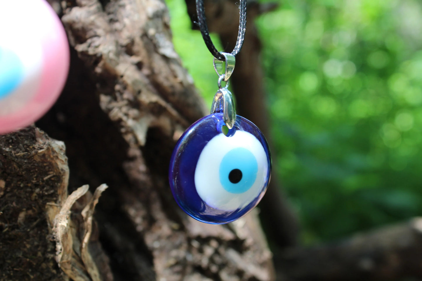 Evil Eye Necklace ~  New Beginnings and Protection ~  1.25” Center  ~ 16” Cord ~ Soft Plastic Eye ~