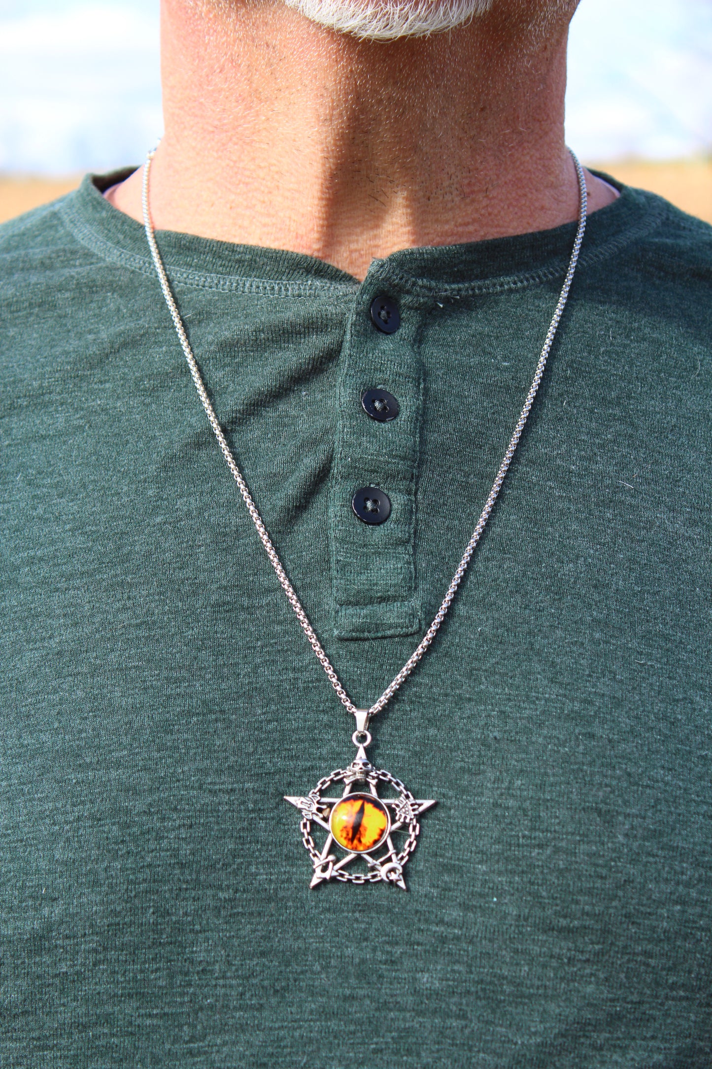 Dragons Eye Star Pendant w/ Chain ~ 16” L 2” Pendant ~ What will dragon reveal to YOU? 2024 is the Year of the Dragon ~