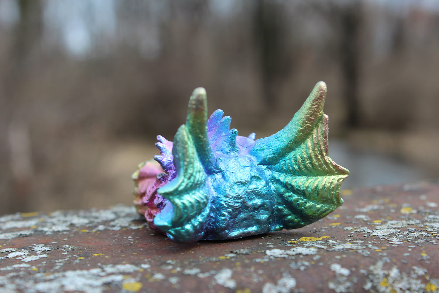 Bismuth Dragon Skull ~ 288 grams ~ 3.76”x1.80”x1.50”  ~ What will Dragon reveal to you? ~ 2024 Year of the Dragon ~