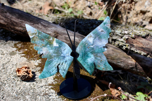 Moss Agate in Quartz Crystal Butterfly Wings ~ Beautiful ~