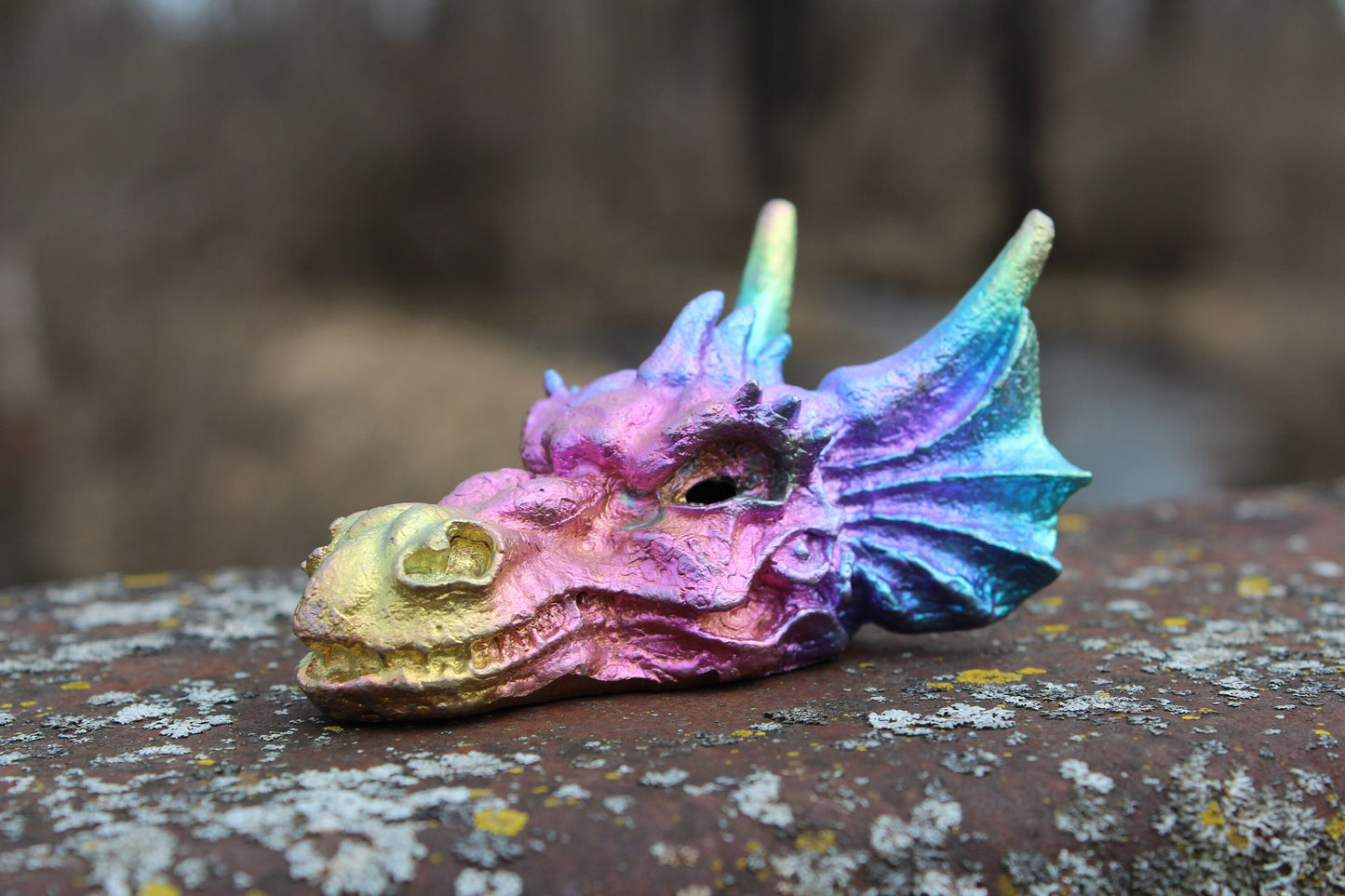 Bismuth Dragon Skull ~ 288 grams ~ 3.76”x1.80”x1.50”  ~ What will Dragon reveal to you? ~ 2024 Year of the Dragon ~