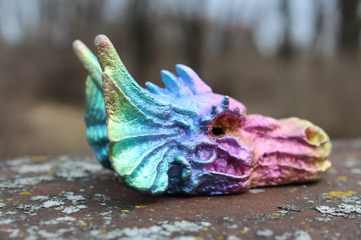 Bismuth Dragon Skull ~ 288 grams ~ 3.76”x1.80”x1.50”  ~ What will Dragon reveal to you? ~ 2024 Year of the Dragon ~