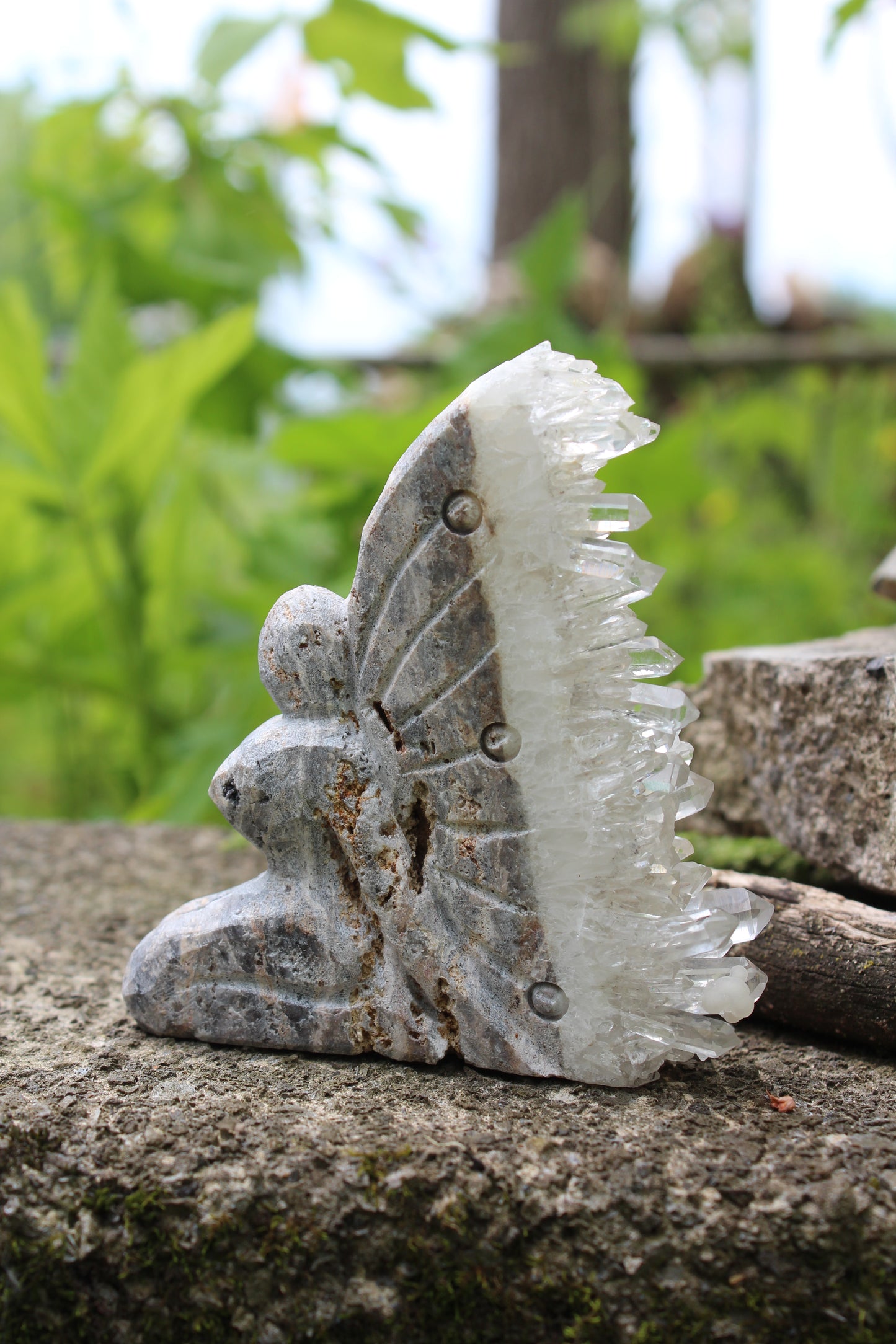 Clear Quartz Cluster Point Fairy Goddess 4”