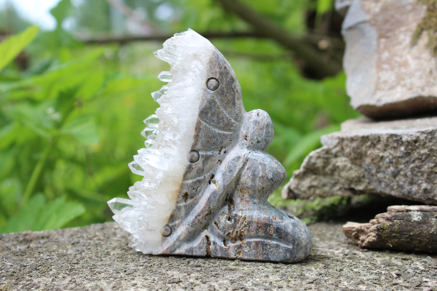 Clear Quartz Cluster Point Fairy Goddess 4”