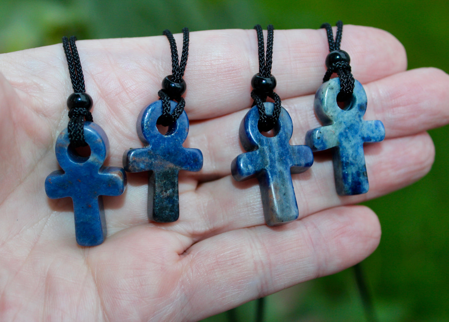 Sodalite Crystal Ankh Necklace