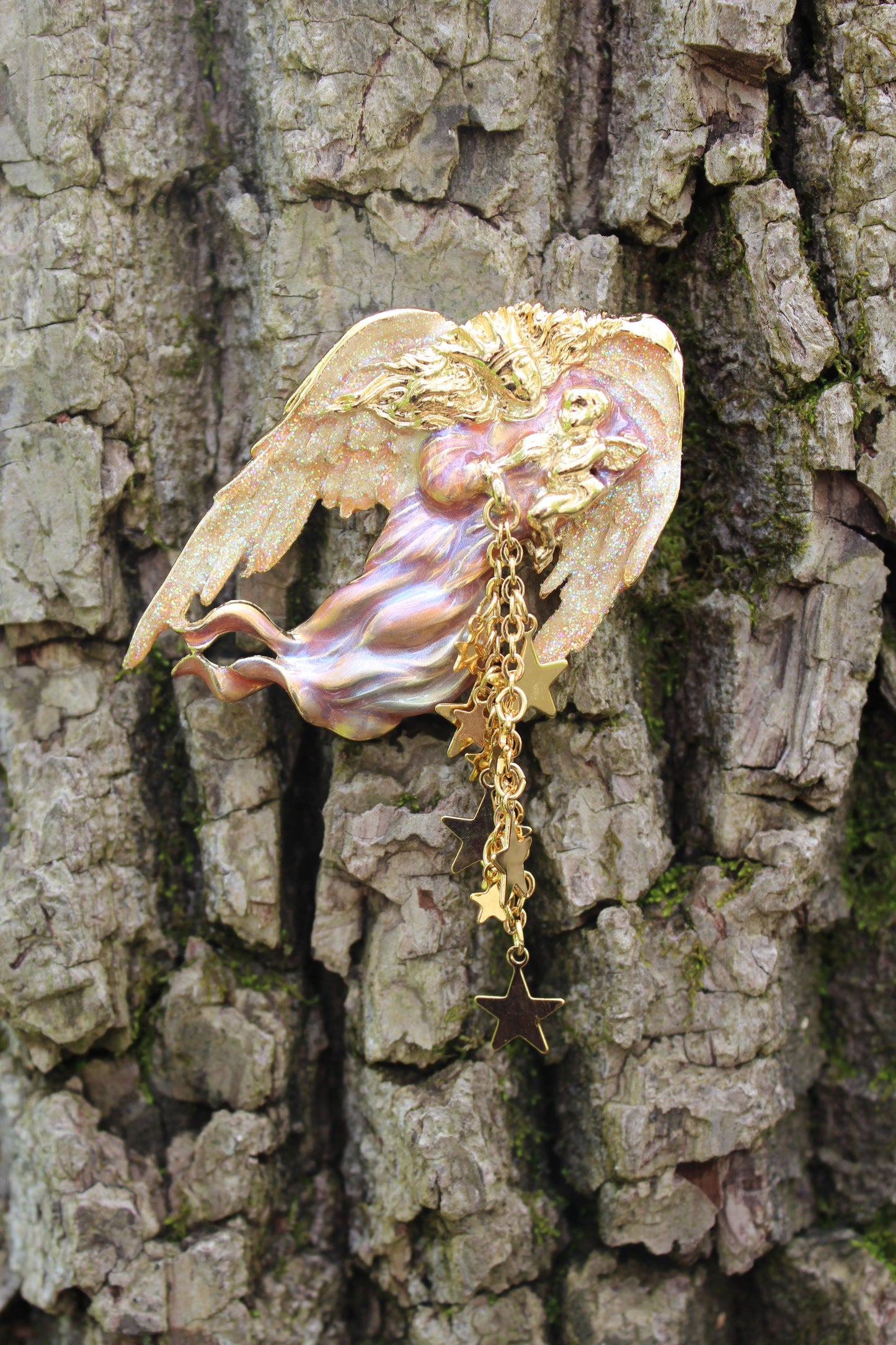 Vintage Kirks Folly Brooch Pin Guardian Mother and Baby Child ~ 1990s