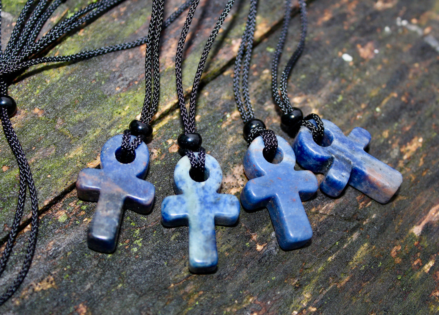 Sodalite Crystal Ankh Necklace