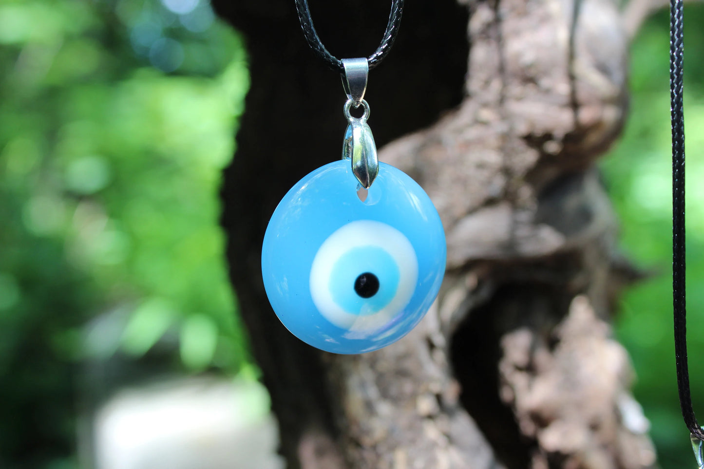 Evil Eye Necklace ~  New Beginnings and Protection ~  1.25” Center  ~ 16” Cord ~ Soft Plastic Eye ~