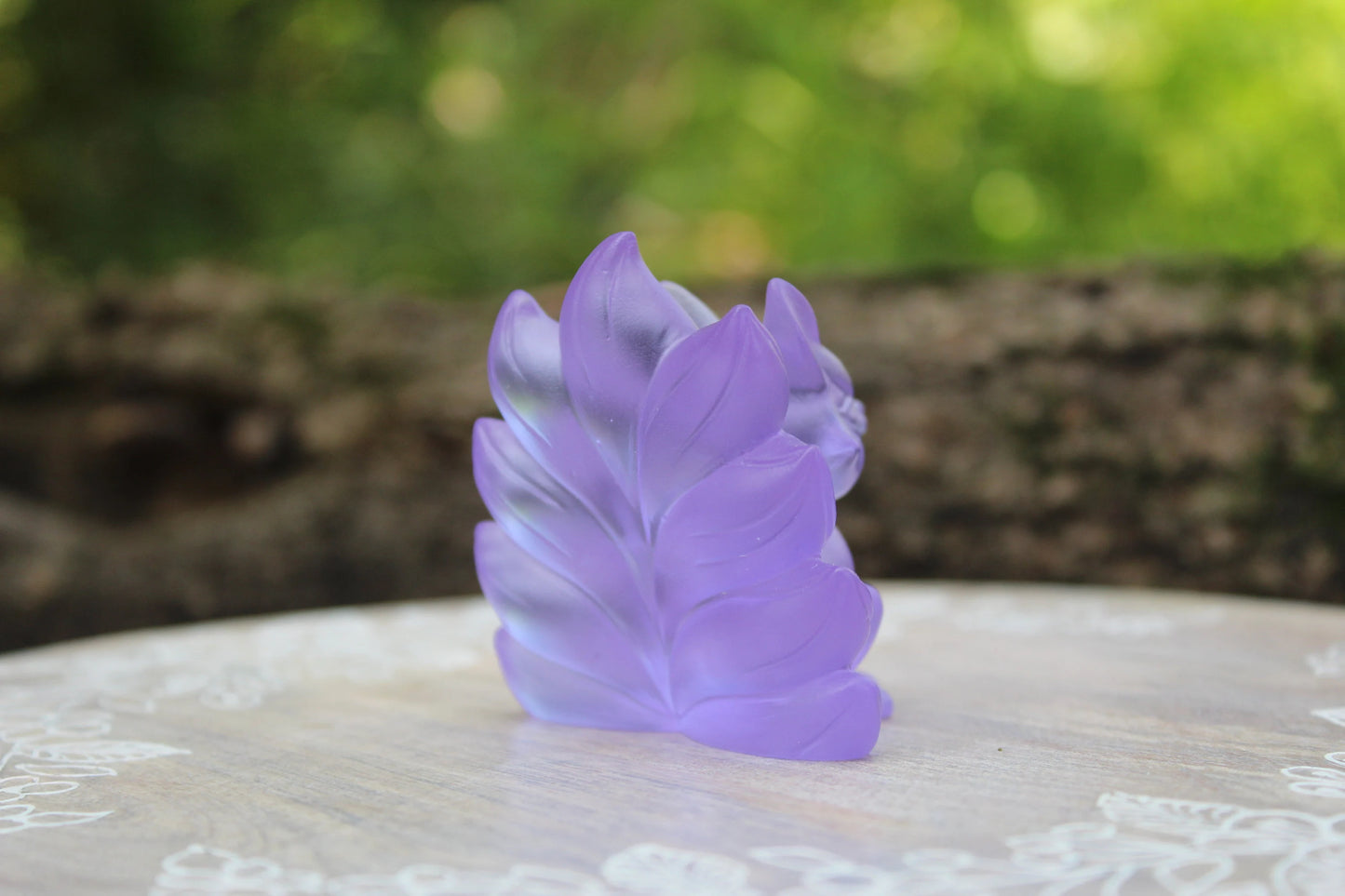 Nine Tail Fox Statue Carving ~ Frosted Aura Glass ~ Beautiful Quality ~Good Luck and Protection ~ 2.50” ~